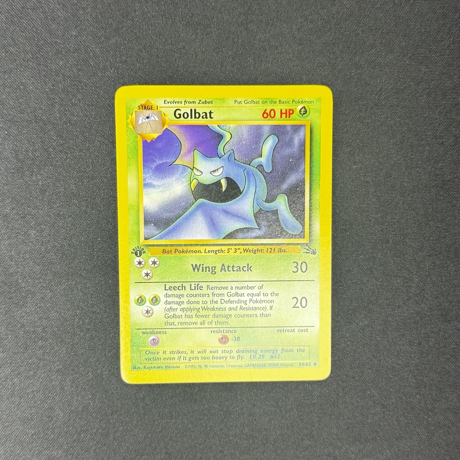 Golbat 34/62 Pokemon Fossil 1st Edition NM/MINT 1999 -