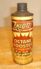 Vintage Klotz Octane Booster & Gas Stabilizer Metal Cone-Top Can (Empty) Gas/Oil