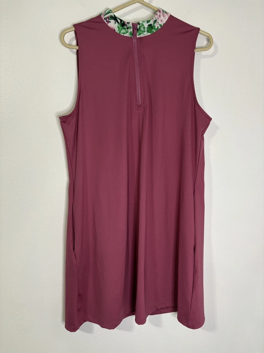 Tommy Bahama Golf Dress Womens Size XL Mauve Pink Activewear 1 4 Zip Sleeveless