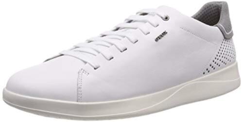 £100 GEOX HERREN U KENNET B WEISS ECHTLEDER NIEDRIG SPORTSCHUHE SNEAKER GRÖSSE 10 - Bild 2 von 9