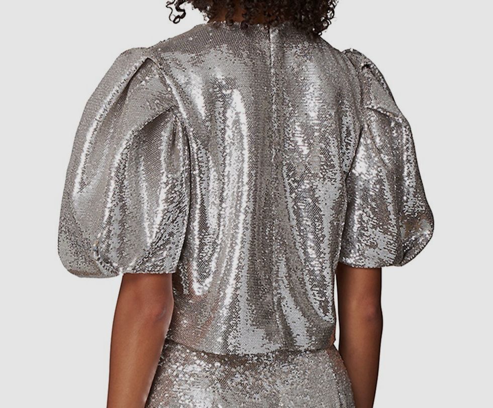 puff sleeve silver top
