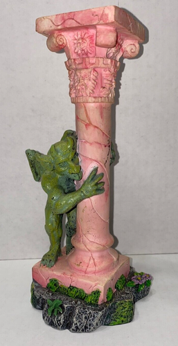 SELTENE 8"H GARGOYLE SPRINGT UM SÄULE KERAMIK SOCKEL FIGUR