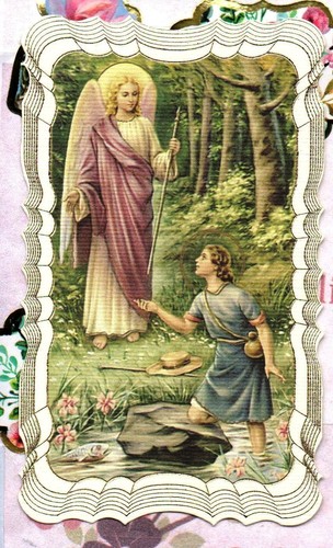 Saint Raphael with Prayer to St. Raphael - Scalloped trim - Paperstock Holy Card - Picture 3 of 4