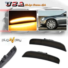 For Chrysler 300 2015-2023 LED Side Marker Light Front Amber Lamp Smoked Lens 2X
