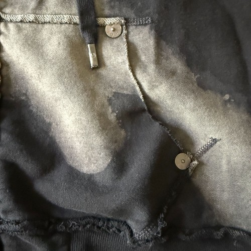 True Religion Black Bleach Dye Hoodie Frayed Details Front Pockets Mens Medium - Picture 7 of 16