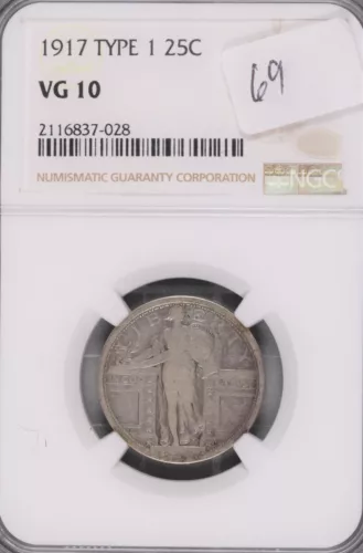 1917 Type 1 Standing Liberty Silver Quarter NGC VG-10 #7-028