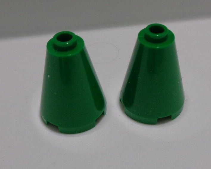 LEGO Pieces Parts 3942 14918 6189162 2X2X2 Cone Green x2 UK