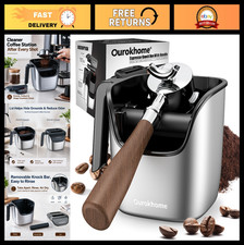 Compact Espresso Knock Box with Lid - Stainless Steel Coffee Grounds Container,