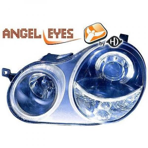 Rhd LHD Scheinwerfer Projektor Paar Angel Eyes Klar Schwarz H7 FüR VW Polo-image