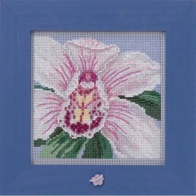 MILL HILL Buttons Beads Kit Counted Cross Stitch WHITE ORCHID Ceramic Button
