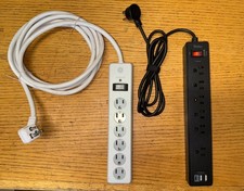 GE 6-Outlet Surge Protector, 10 ft Extension Cord, Power Strip, 800 Joules, Flat
