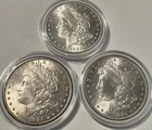US Silver Coins, Lot Of 3, 1885 Morgan Silver Dollars, UC Condition
