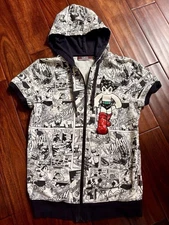 VTG Astro Boy Tezuka Productions Short Sleeve Zip Hoodie Sm Mighty Atom Hologram