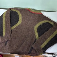 Brown Jacquard Knitted Neck Hairy Sweater Size 100-105 Brand New