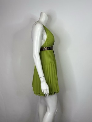 Vtg Roberto Cavalli Just Cavalli Pleated Green Dress 42 M | eBay