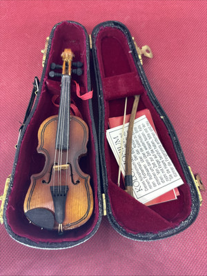 Authentic Models  3'' Violin with Bow Felt-Lined Case Fiddle String Instrument