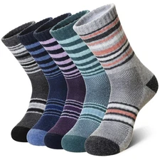 Women's Merino Wool Hiking Socks 5 Pairs Thermal Winter Warm Boot Cushion