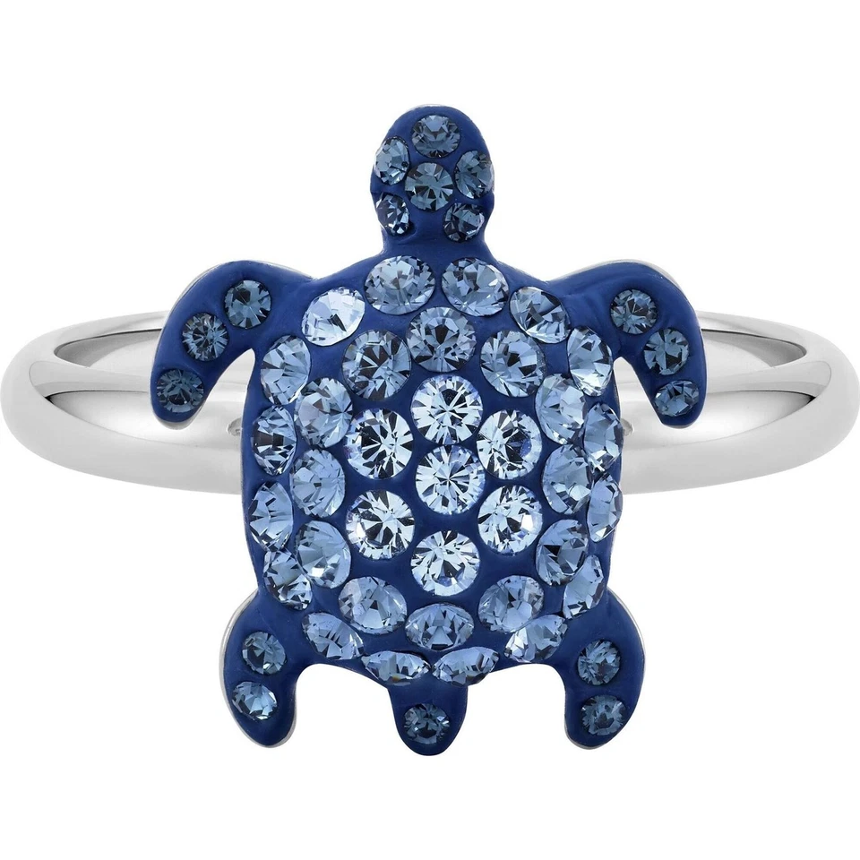 Anillo Swarovski Mujer Mustique Sea Life Azul Cristales Tortuga, Talla 5.5 5525668