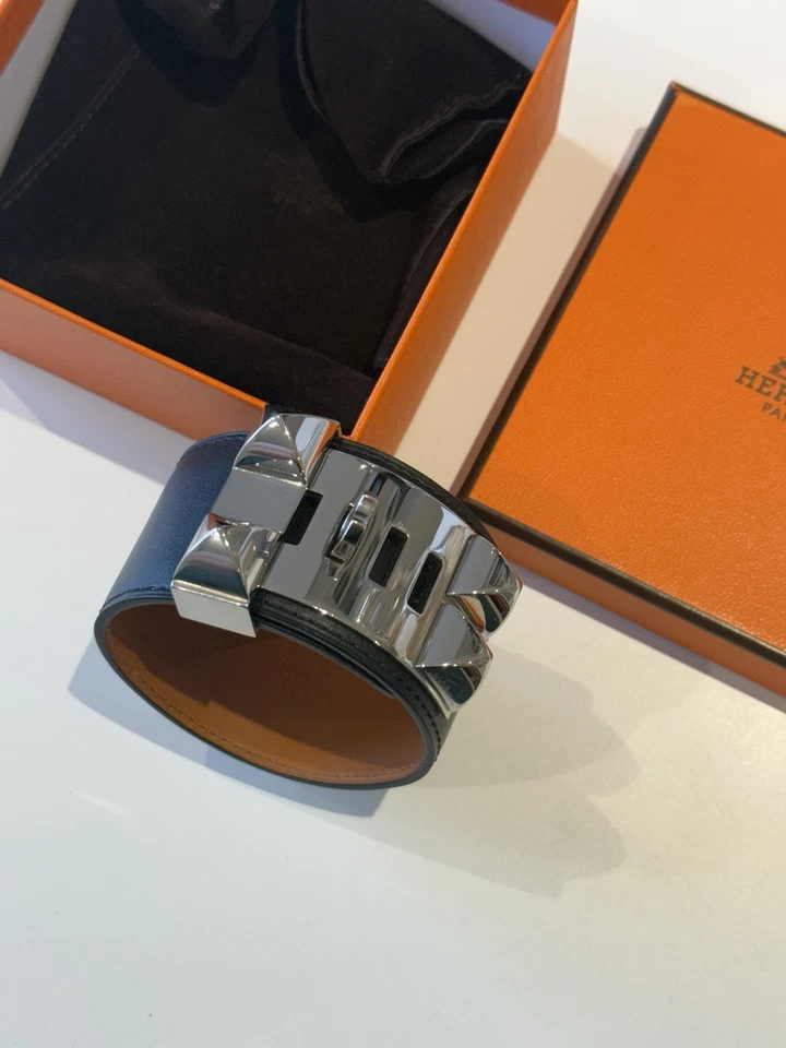 Hermès Collier de Chien Echtleder Palladium mit Rechnung + Box  Gr. T4= L - Bild 2 von 4