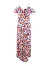 Lauren Ralph Lauren Women's Crinkled Georgette Cold-Should Dress(6, Blue/Orange)