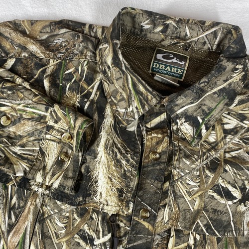 Chemise De Chasse/pêche Drake Realtree XL – Manches Courtes, Bleu Aqua, Polyester