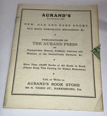 1942 Aurand s Rare Books Catalog Harrisburg PA Mauch Chunk Jim Thorpe Ephemera