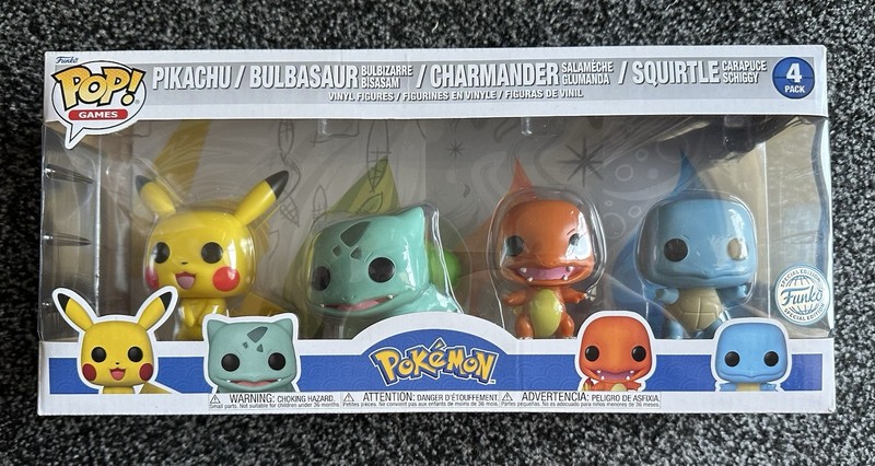 Pokemon 4 Pack (Games) Funko Pop, Pikachu, Bulbasaur, Charmander & Squirtle