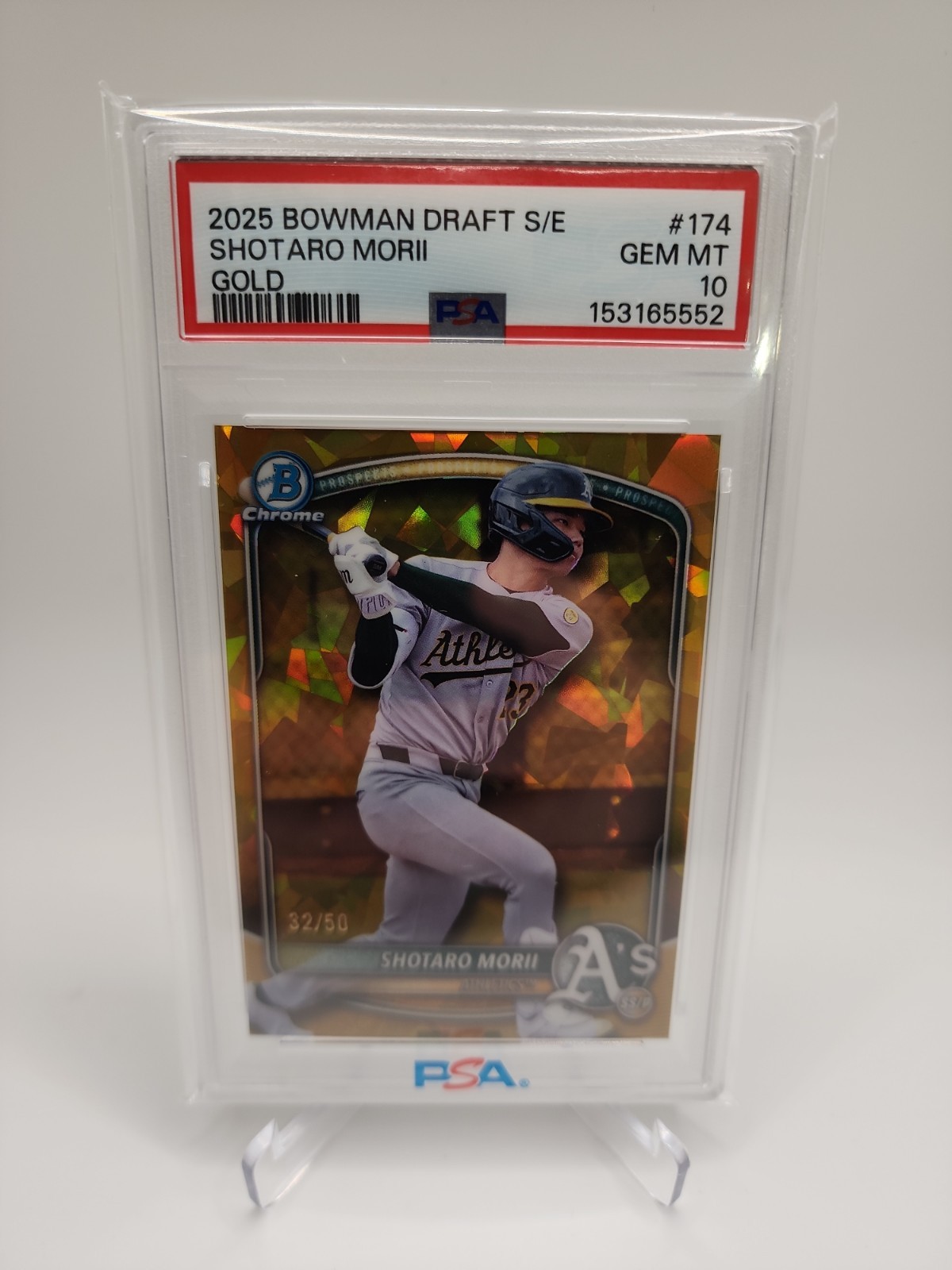 Shotaro Morii 2025 Bowman Draft Sapphire Gold Refractor /50 BDC-174 Athletics 