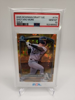 Shotaro Morii 2025 Bowman Draft Sapphire Gold Refractor /50 BDC-174 Athletics 
