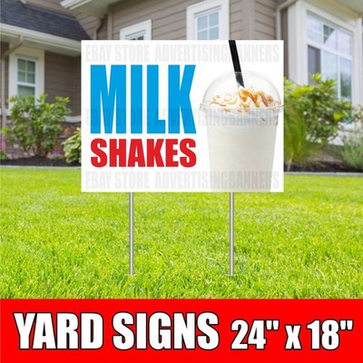 MILK SHAKES Yard Sign with H-Stakes Ice Cream Treats Dessert Frozen