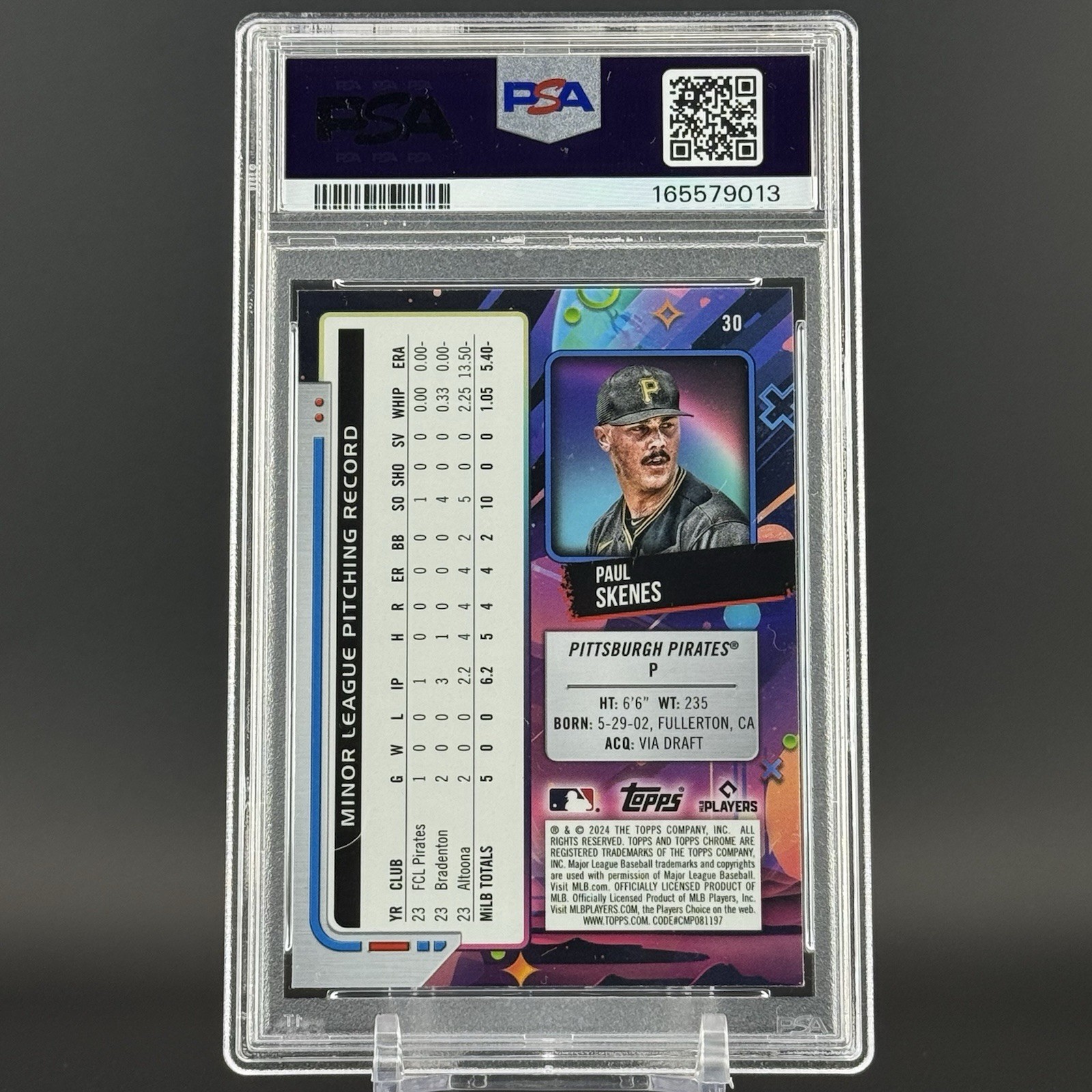 2024 Topps Cosmic Chrome Paul Skenes RC #30 Rookie Pirates PSA 9 view 2