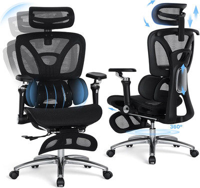 Ergonomic High Back Office Chair, 400Lbs Capacity, Adjustable Support & Armrests