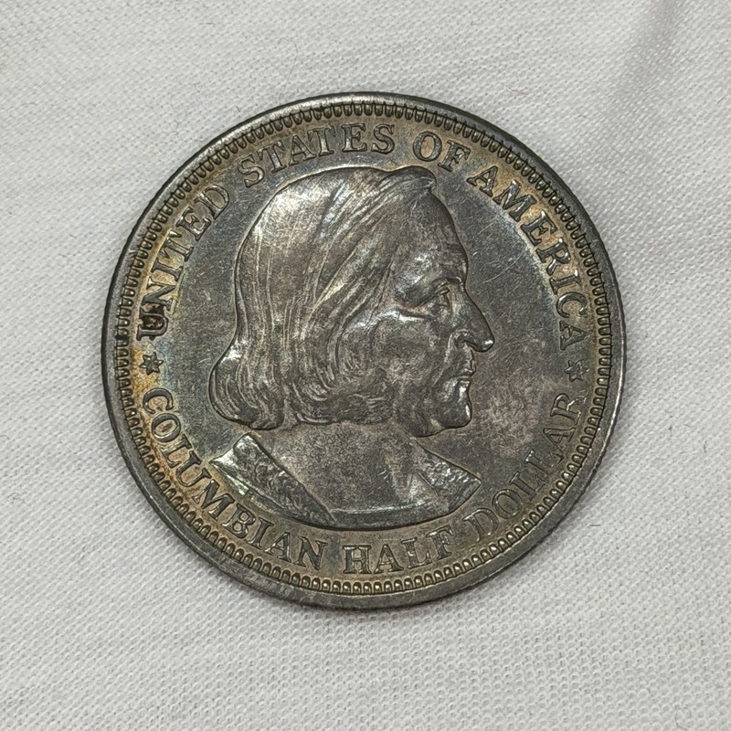 1892 Columbian Exposition Commemorative Half Dollar 50C BU 90% Silver Toned Coin