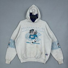 UNC Tar Heels Hoodie Mens One Size Gray Graphic Vintage 90s Sportswear Distress