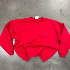 Red Hanes Ultimate Cotton Blank Pullover crewneck sweatshirt Size XL