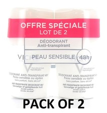 VICHY 48hr Anti-Perspirant Sensitive Skin ROLL-ON DEODORANT 50ml 2 Pack / New 