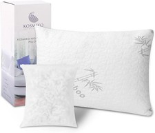 KOSMIKO Bamboo Pillow   Adjustable Shredded Memory Foam Queen Size, Pack of 1 