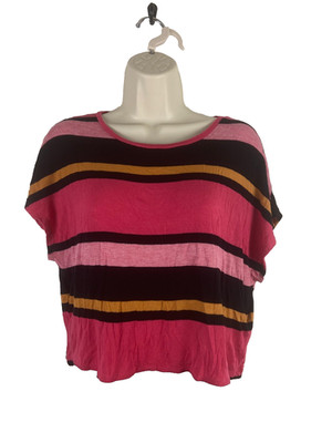 Primark Damen rosa schwarz orange gestreift Top Größe M (12/14)