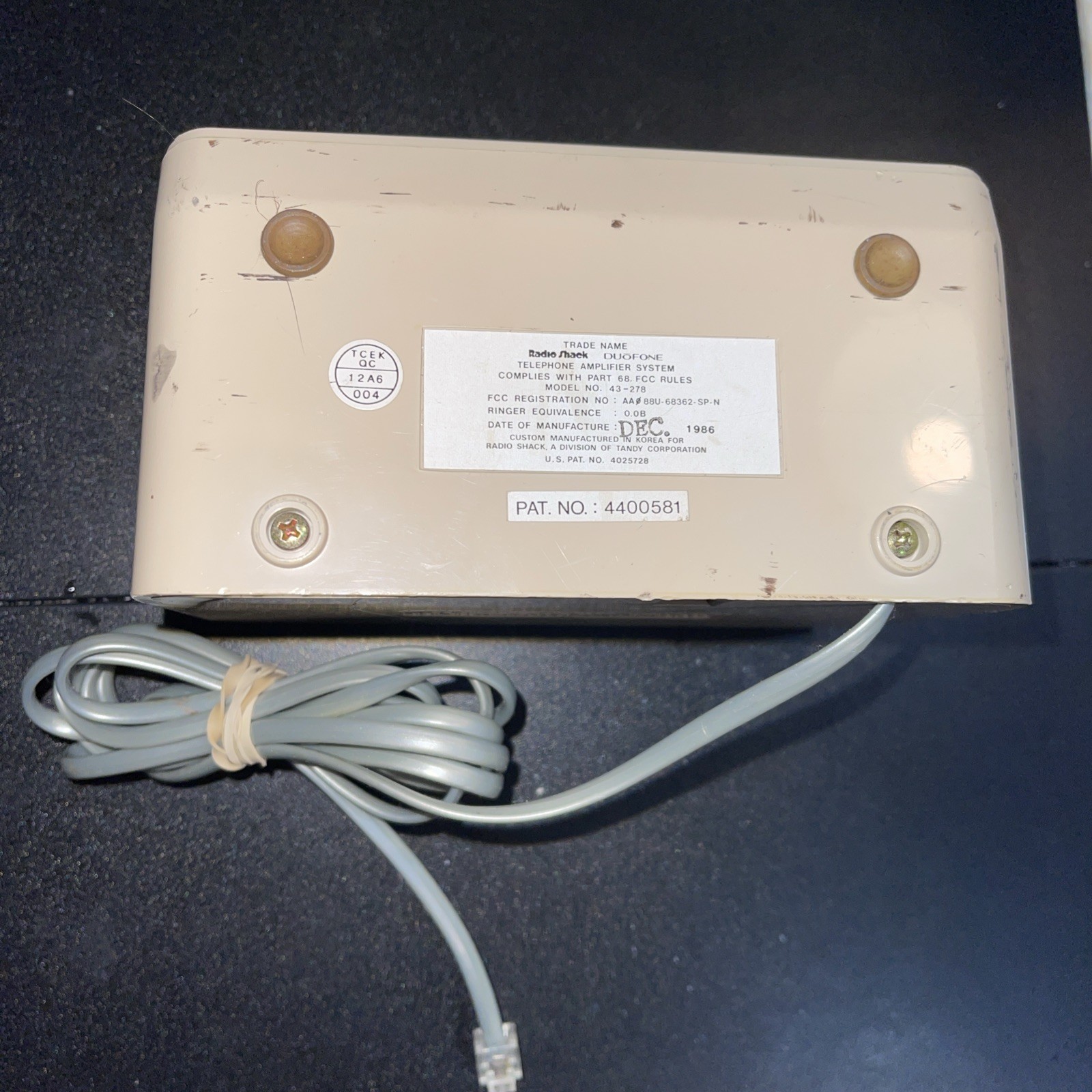 Radio Shack  DUOFONE - TELEPHONE AMPLIFIER SYSTEM - MODEL NO. 43-278 speaker 