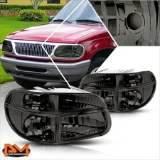 For 95-06 Ford Explorer Smoked Housing Headlight Clear Corner Signal Lamps Pair
