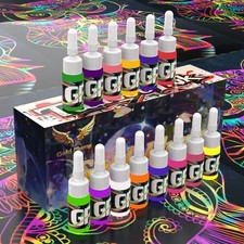14  Color 5ml Bottles Professional UV Fluorescent Tattoo Ink.