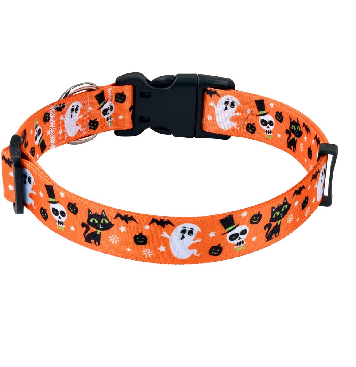 Collier chien Halloween citrouille chat et chauve-souris pour photo de fête taille M