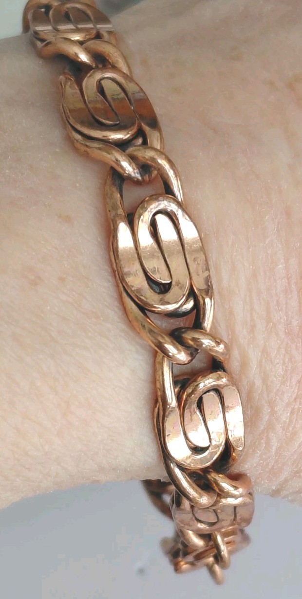 Solid Copper Scroll Chain Bracelet With Sister Cl… - image 6