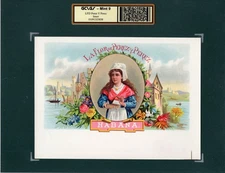 EX RARE Old Original LA FLOR DE PEREZ y PEREZ Cigar Label - YOUNG GIRL - CASTLE