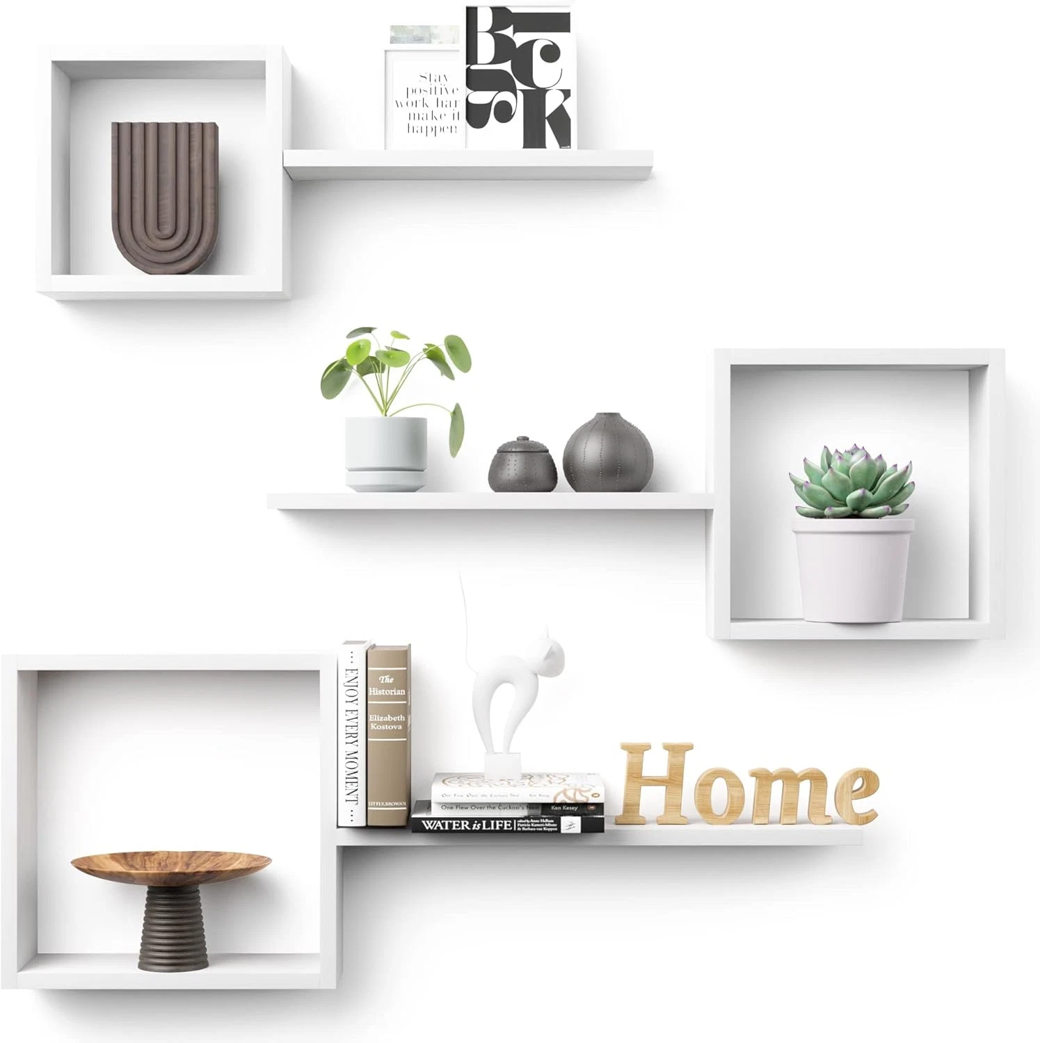 Wooden Square Floating Shelves Wall Mount, Floating Cube Shelves Set of 6, Geome
Opens in a new wind