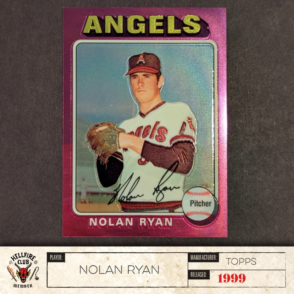 1999 Topps Finest - Nolan Ryan HOF 5,714K's! (1975 Topps Reprints #8) CA Angels - Image 2 of 4
