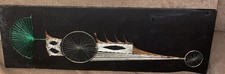Vintage MCM Nail Pin String Mixed Media Wall Art Abstract Car 1970s Brutalist