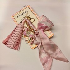 Piper K Pink Horse Bag Charm Key Chain Hand Painted Glass Stones Tassel Bow NEW