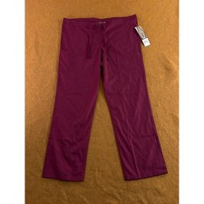 ScrubZone Unisex Medium Wine Burgundy Drawstring Cargo Medical Scrub Pants NWT