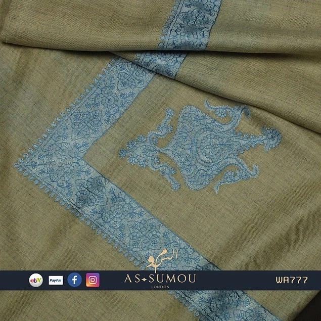 AUTHENTIC BEIGE YEMENI SHEMAGH RARE SCARF ARAB SHAWL KEFIYEH GHUTRA IMAMA WA777